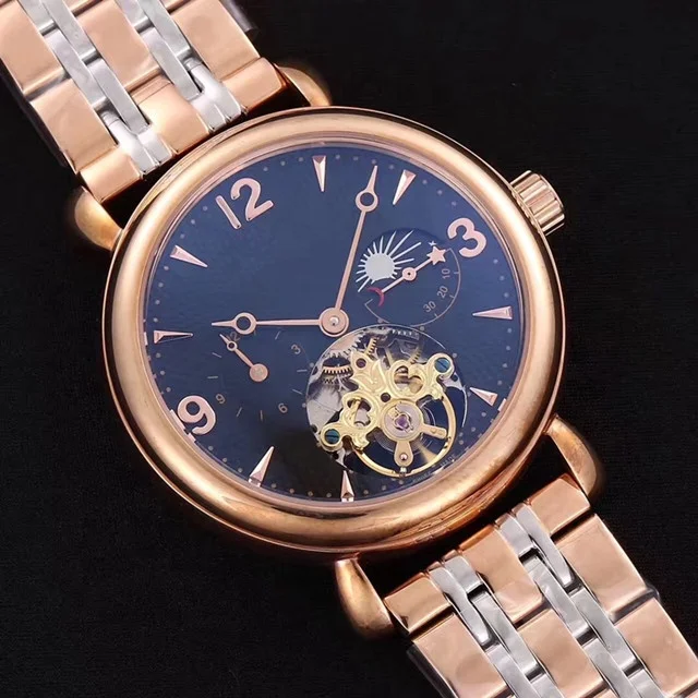 Роскошные автоматические мужские часы Moon Phase, оригинальные наручные часы с пользовательским логотипом для мужчин, Роскошные автоматические механические водонепроницаемые наручные часы