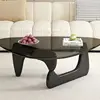Gray glass + black solid wood legs