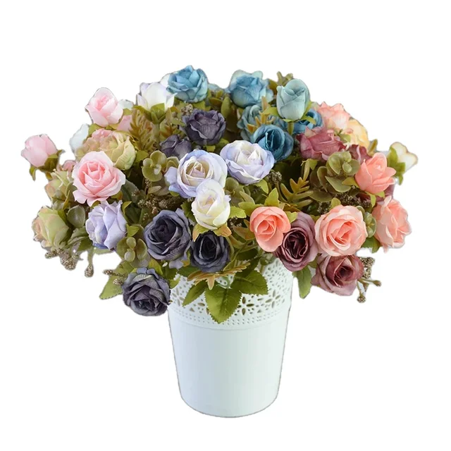 Wholesale Cheap Wedding Decorative Colorful Roses Charming Silk Artificial Flowers Rose for Home