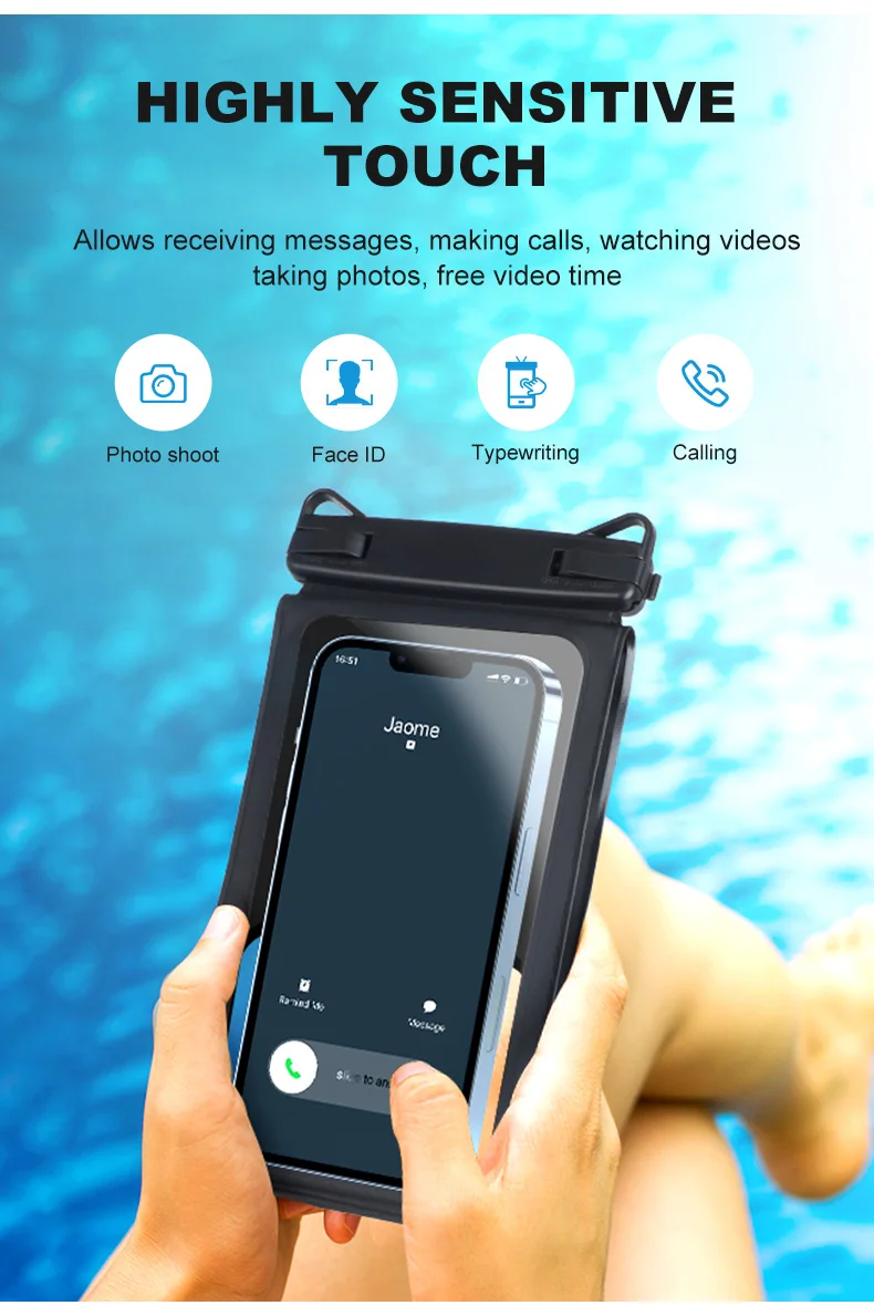 Factory Directly Sale Double Bag Water Proof Crossbody Cellphone Case Pouch Ipx8 Dry Waterproof 6127