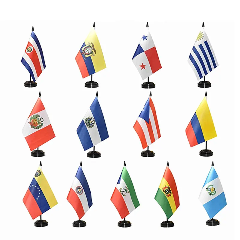 Custom mini table flag small desk flags vivid color table flag with stand