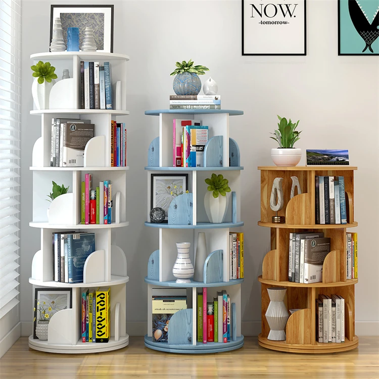 Creative Rotation 360 Bookcase Storage Rack Children's Storage Simple ...