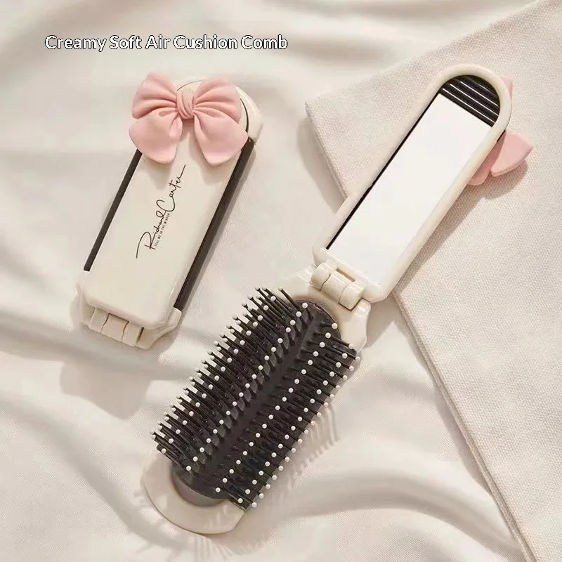 2026 Popular Portable Travel 2 in 1 Plastic Hair Comb Mirror Home Use Gift Folding Pocket Mini Makeup Mirror