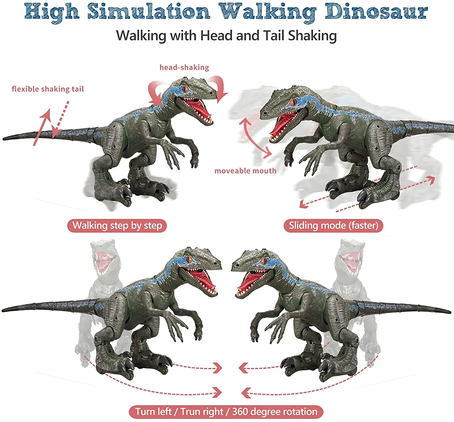 Crianças de controle remoto dinossauro rc brinquedos andando rotação 360 °  dublê crianças presentes eletrônico brinquedo rc educação andando  tiranossauro