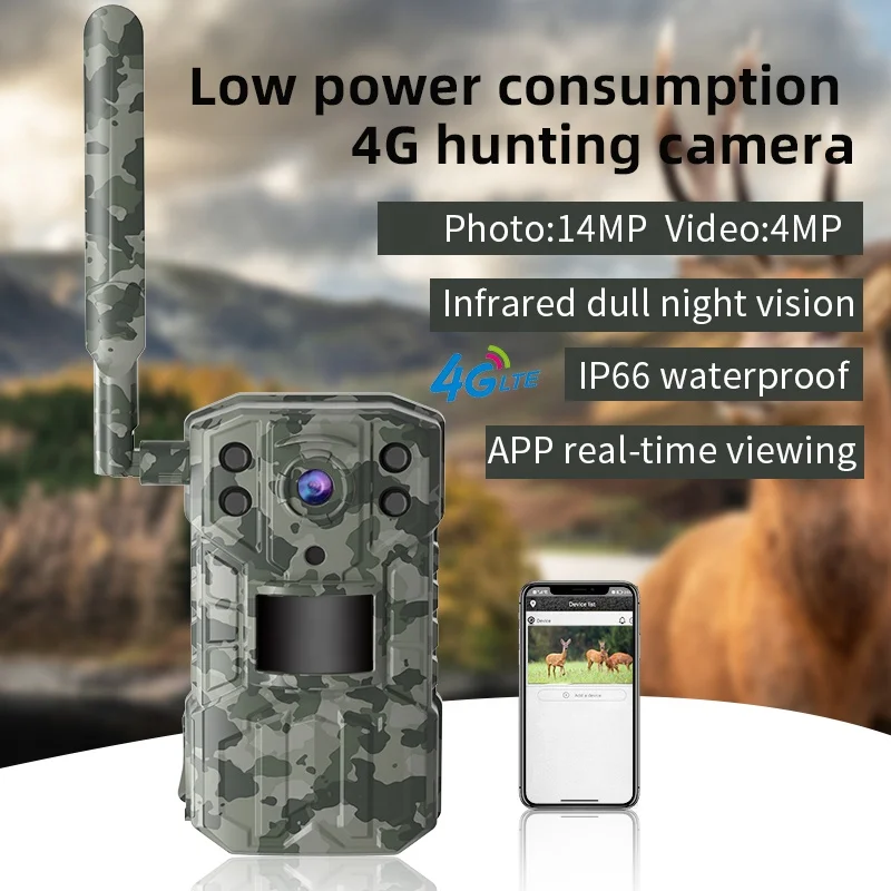 Factory New Arrival Fast  IP66 Waterproof Outdoor Wildlife 2K Hunting Trail Camera 4G with Night Vision 14MP Photo Trap