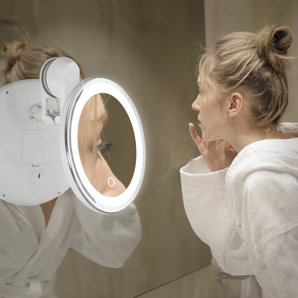 10x Magnifying Wall Mounted Vanity Led Shower Mirror Magnifying Mirror