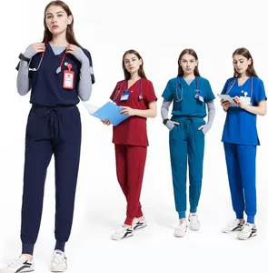 Medical Staff Work Suit Casual Outfit Sets Stretch Women Nurse Jogger Sportswear Hospital Scrub Uniforms for Women Woven