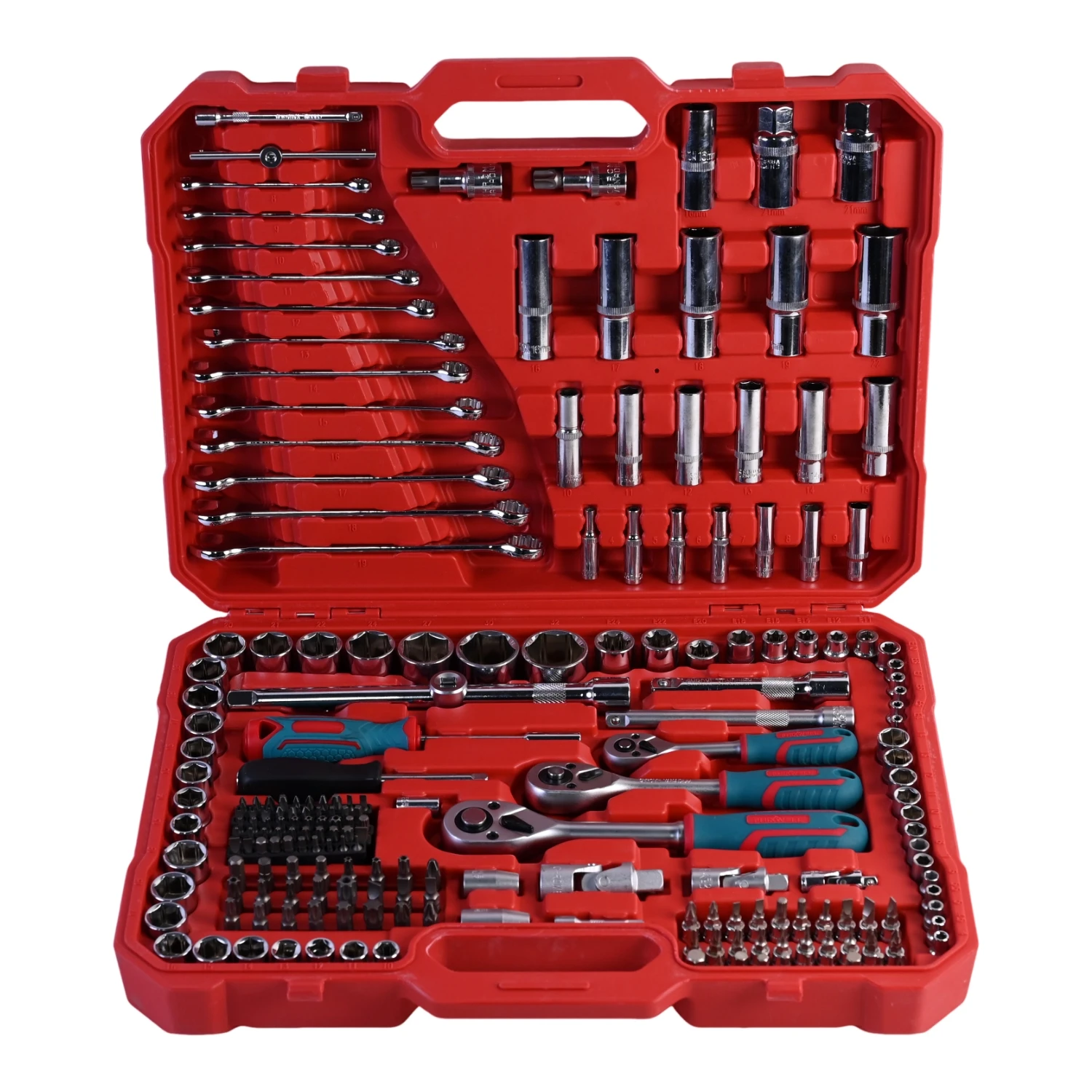 216-Piece Mechanics Socket Set 72-Tooth Ratchets 1/2" Drive Chrome Vanadium Steel Green Storage Case 1-Year Warranty Hand