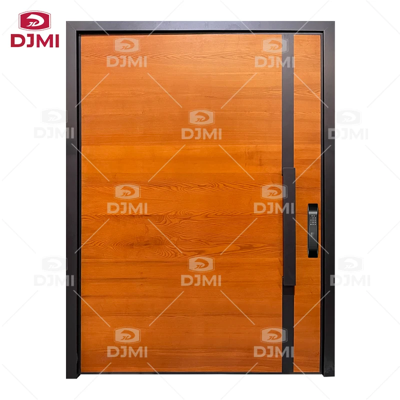 European Luxury House Front Modern Pivot Doors With Handle Wooden Entrance Door Modern Villa Main Door