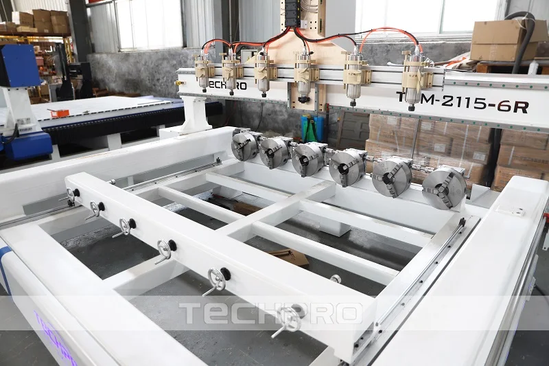 Factory Directly Sale Multi Head 6 Spindle 4 Axis CNC Router Cutting Machine With Rotary Device for Wood Furniture