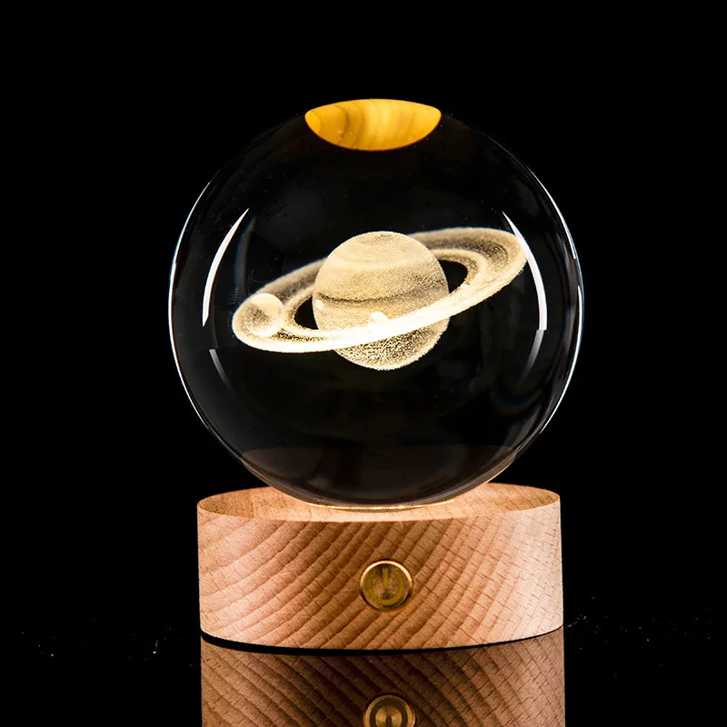 3d Art Crystal Ball Night Lamp Luminous Crystal Ball Solar System Led ...