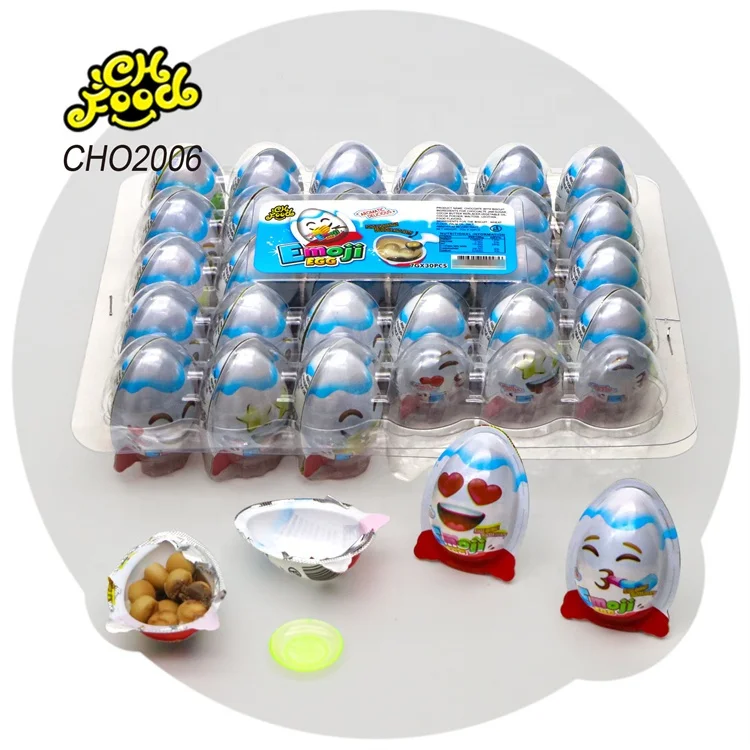 China Candy Supplier OEM Surprise Egg with Chocolate Biscuits and Mini Plastic Toy Wholesale Candy Toy for Kids