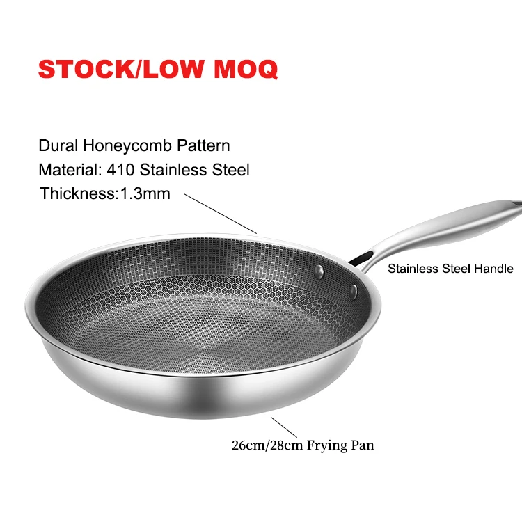 Оптовая продажа с фабрики, 30 см Сковорода Из Нержавеющей Стали с Сотами, кухонная посуда, сковорода из нержавеющей стали с ручкой SS