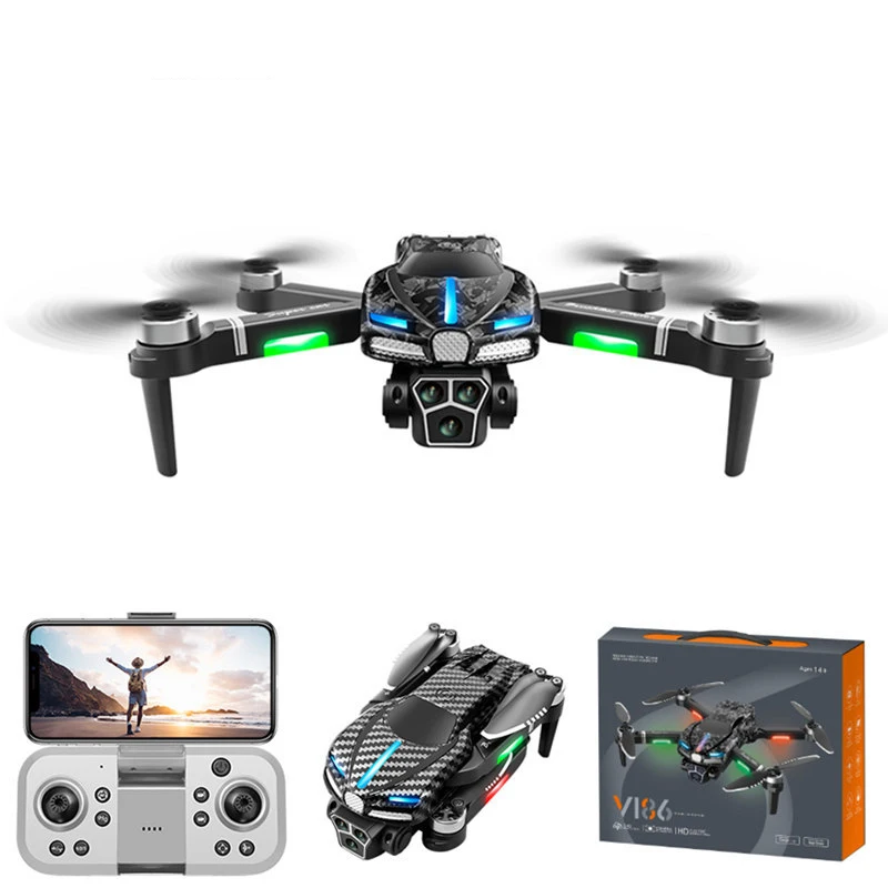 Pesawat Remote Control, Drone Rc Motor tanpa sikat dengan lampu, desain  tiga kamera udara untuk fotografi