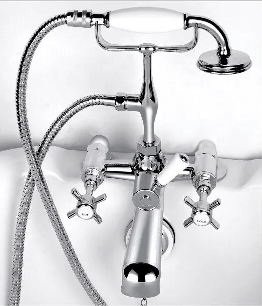 Classical Deck Mounted Bath Shower Mixer - Gold details