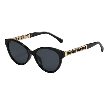 HW 6767 Chain Accessories UV400 New designer custom Logo Cat Eye women retro shades sun glasses  sunglasses women 2023