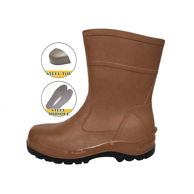 2024 New Style Lightweight Toe Cap Rain Shoes architectural Oil Resistant Steel Toe Steel Midsole PVC Safety Ankle Rubber Boots