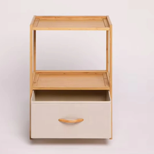 economical and useful natural smart bamboo and MDF 2-tier cabinet and chest with 1 drawer simple to use and keep for bedroom