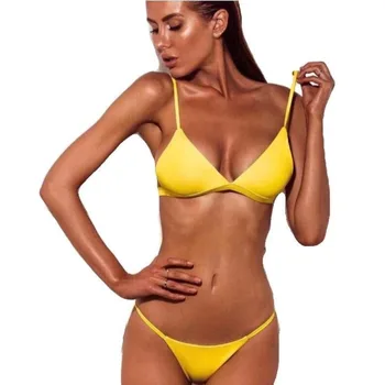 Basic nylon fashionable and sexy fitness split plain solid color bikini girls swimwear swimsuits for women 2024