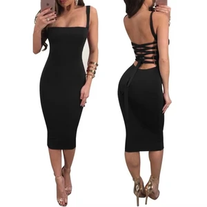 New Fashion Slim Fit Spaghetti Slip Black Sleepless Bodycon Ladies Party Summer Casual Wear OEM Colors Available