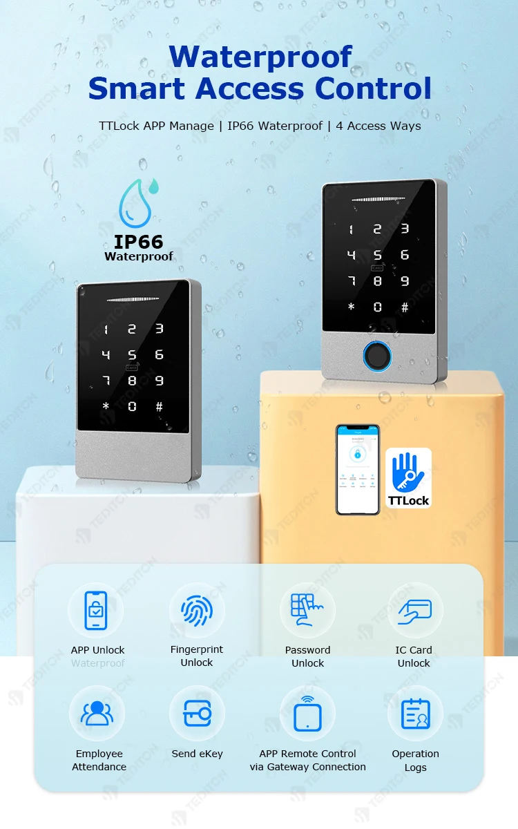 Tediton Smart Access Control System Keypad Ttlock App Ip66 Waterproof ...