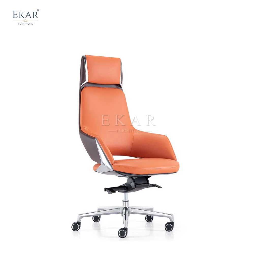 Premium Italian Leather Office Chair - Seamless Design with Reinforced Aluminum Alloy Base manufacture