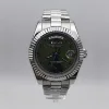 Silver case+green dial;