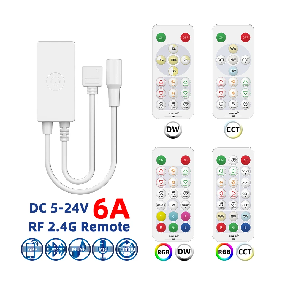 SP644E 4-Channel PWM RGBW LED Controller – DC5-24V, For RGBW LED Strips, 144W Max Load, Dimmer