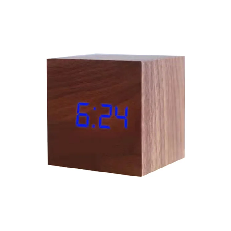 wood led table clock