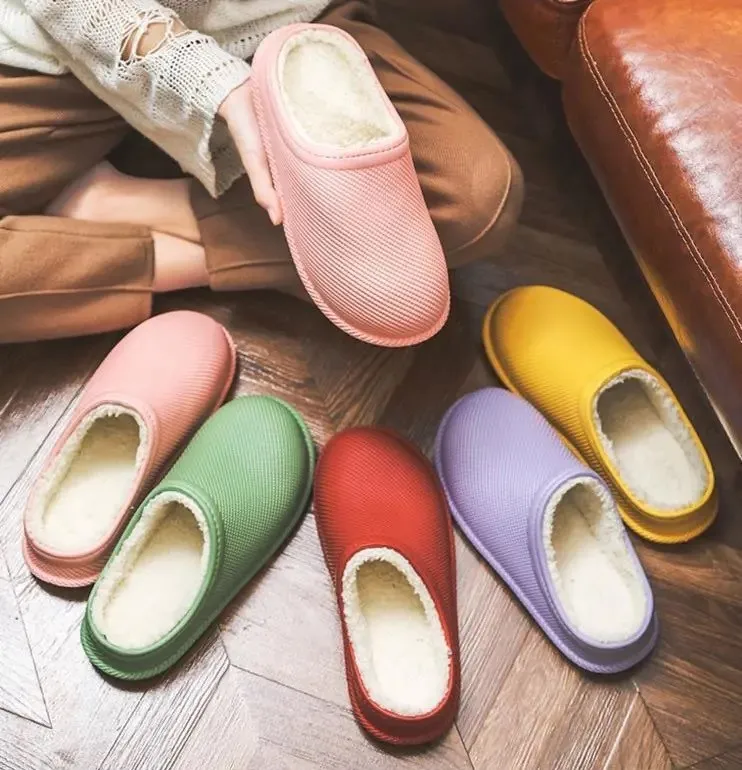 Новый продукт, тапочки из ЭВА, обувь, хлопковые кроссовки с меховой подкладкой, садовые водонепроницаемые теплые домашние Тапочки