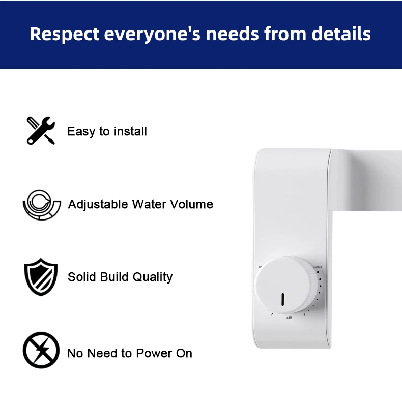 Bathroom Cold Bidet Ultra-slim Bidet Toilet Attachment Custom Non Electric Shattaf Nozzle Retractable Bidet Attachment manufacture