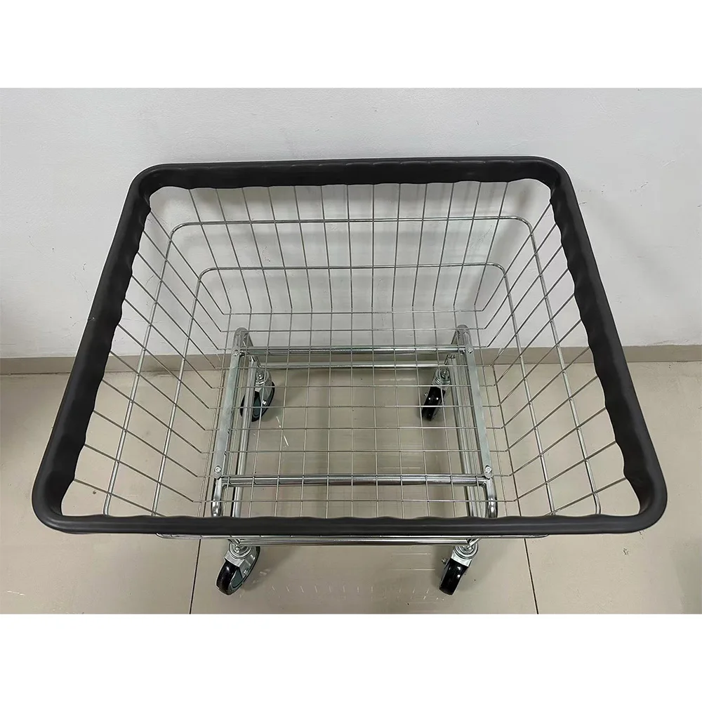 Laundry Butler With Wire Storage Rack Commercial Wire Laundry Basket Cart With Galvanized and clear Epoxy