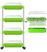 A-ONE Double Layer PP Plastic Not Coated Eco-friendly Nursery Trays Lids Rectangle Sprouting Tray for Pea Mung Bean Wheat Cat factory