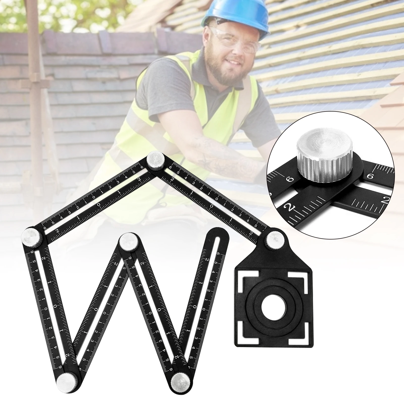 Sixfold Tile Measuring Ruler Black Multi Angle 6sides Template Tool