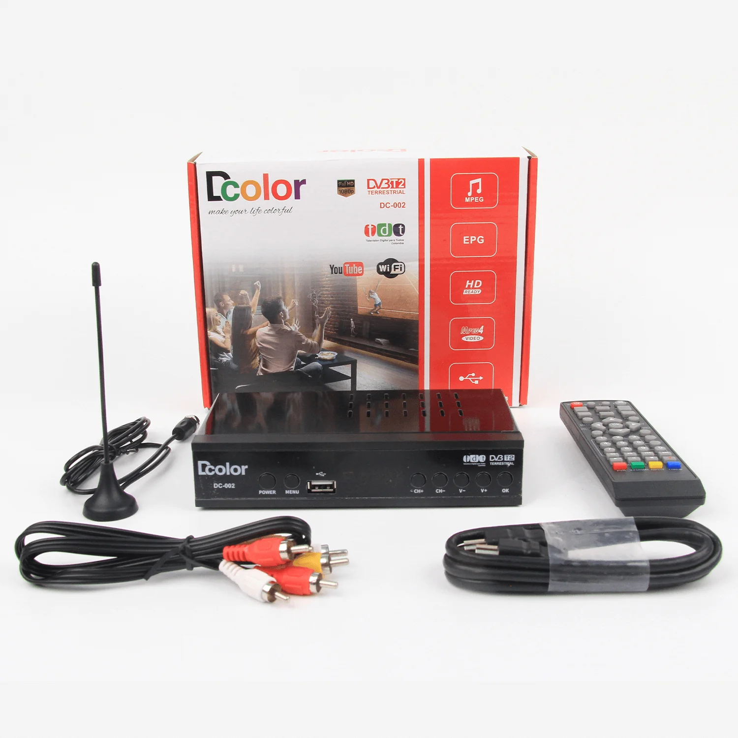 Hotselling DVB-T2 Tdt Digital TV Decodificador Set Top Box for