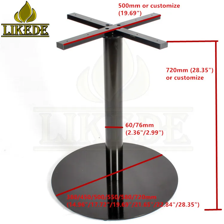 New black iron frame metal dining table bases round steel table legs