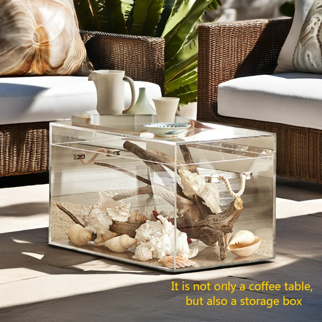 Jihong Customizable Luxury Transparent Glass Toy Box Wholesale Acrylic Luggage Side Table Home Villa Outdoor Living Room Hall