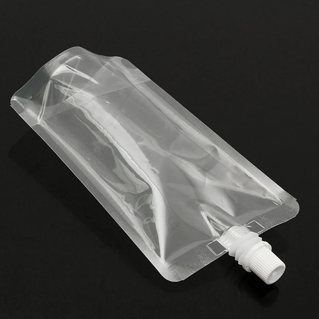 100pcs 250ml 8 Oz Transparent Stand Up Spout Beverage Bag Plastic Spout Storage Pouch For Party Wedding Beer With Funnels