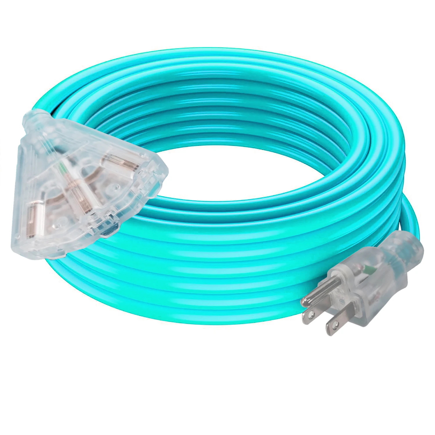 50ft Sjtw 12/3 Light Blue Industrial Grade Extension Cord With Triple