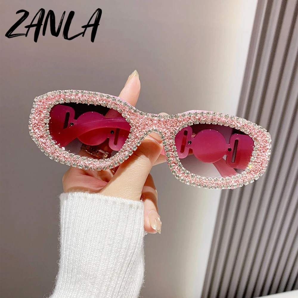 Y2K rhinestone sunglasses with pink lenses and pink arms brand new 3 Pcs Y2K Rimless Sunglasses Women Men, Y2k Glasses Trendy  main image 2