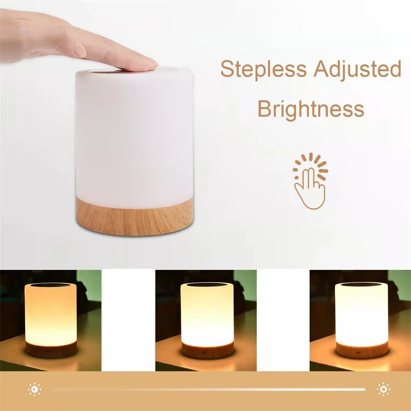 Touch Remote Control LED RGB Table Lamp Rechargeable Night Light for Bedside Camping with Hook