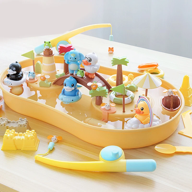 Электрическая игрушка «сделай сам», магнитный Набор для ванной с водным песком, детская игрушка для рыбалки