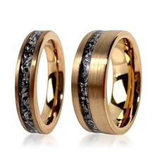 Luxury Jewelry Men's Rings Tungsten Carbide Inlay Meteorite Gold Plated Rings
