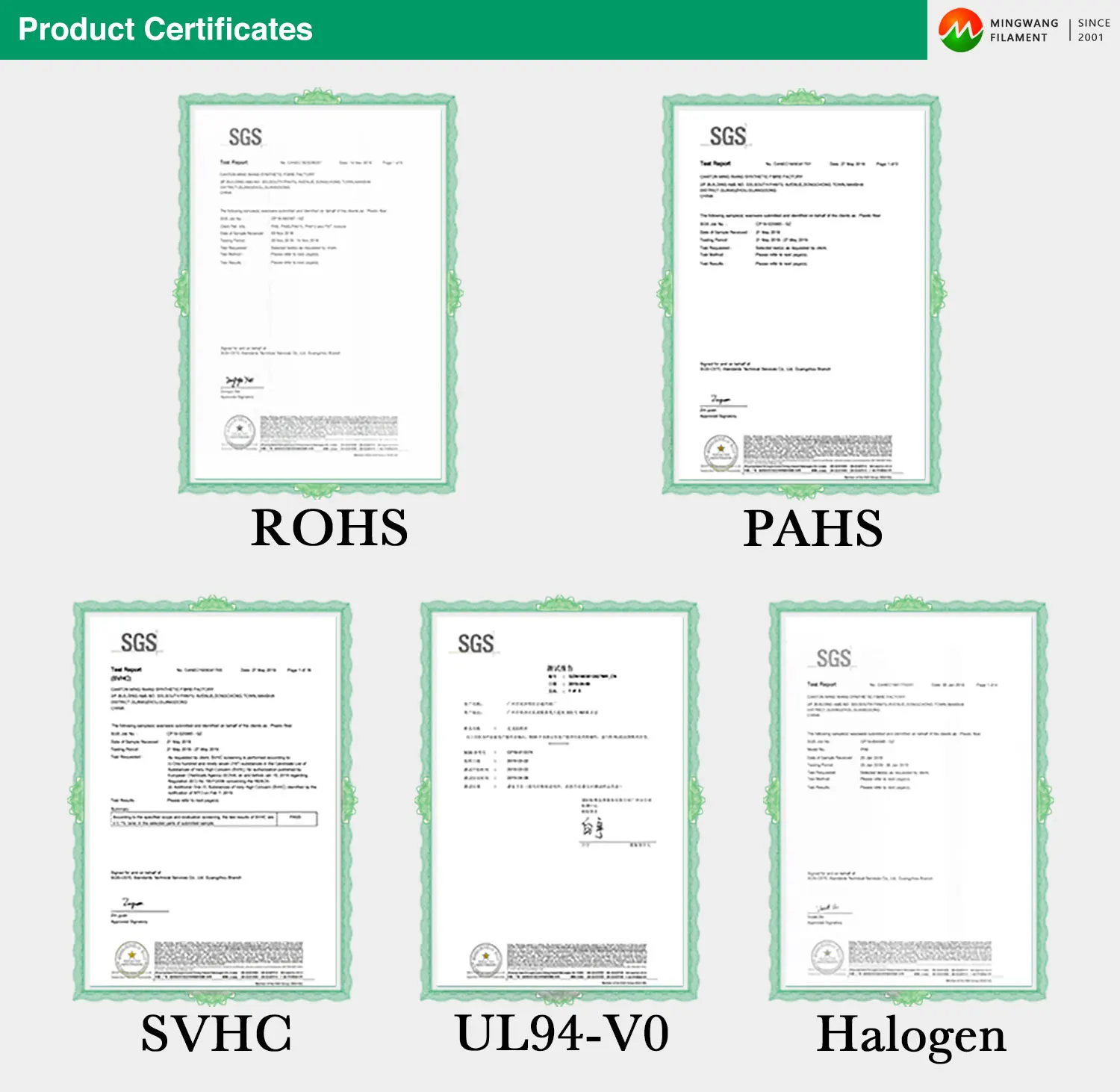 pp synthetic fiber product certification