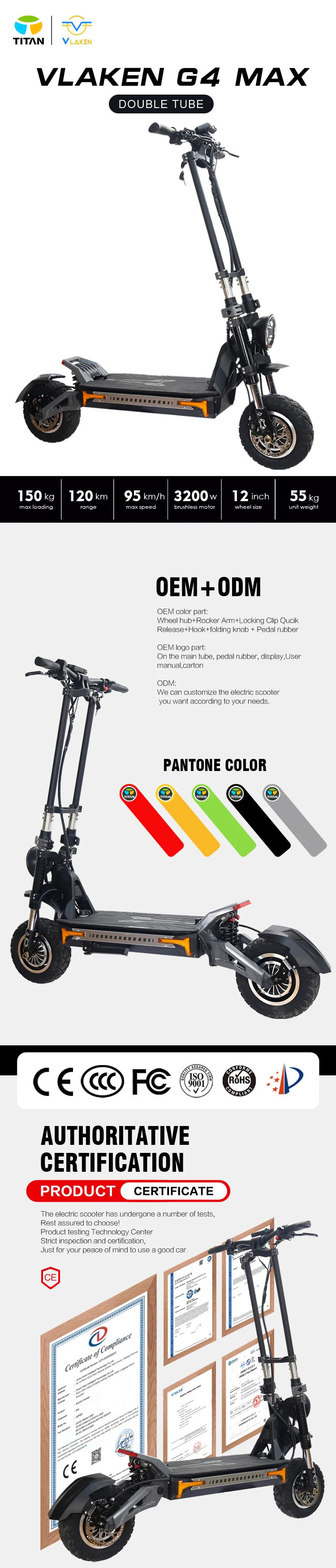 Vlaken Portable Scooter Two Wheels Adult Good Price Price Of Electric