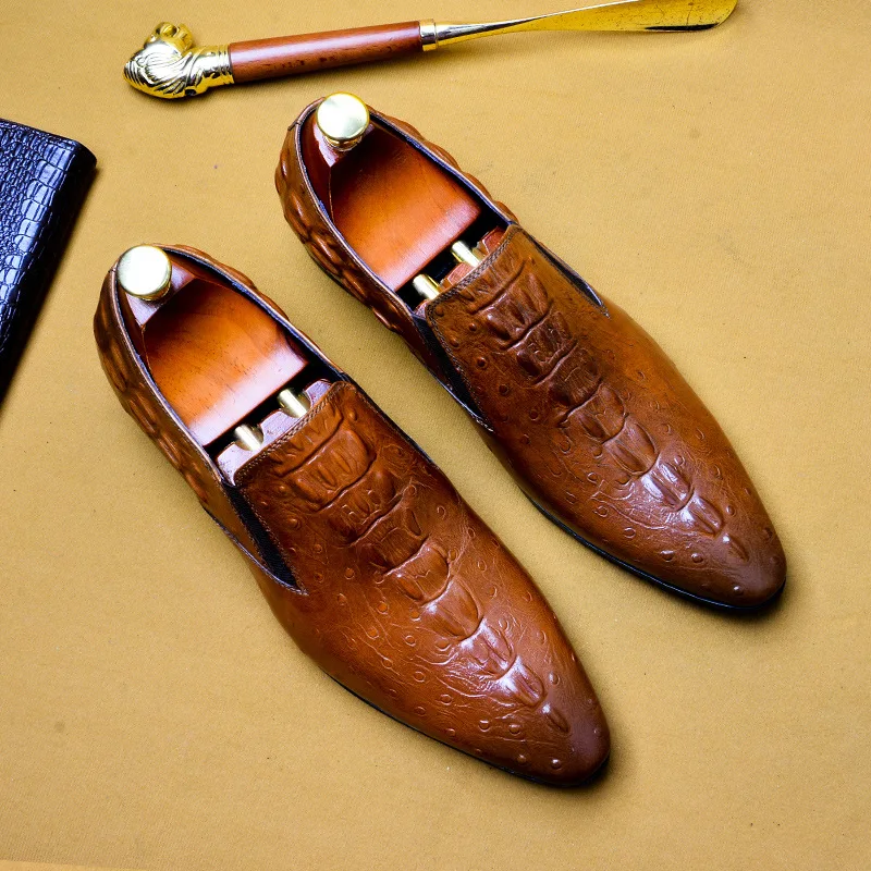 Brown Genuine Crocodile Leather Shoes  Crocodile leather shoes, Dress  shoes men, Leather dress shoes