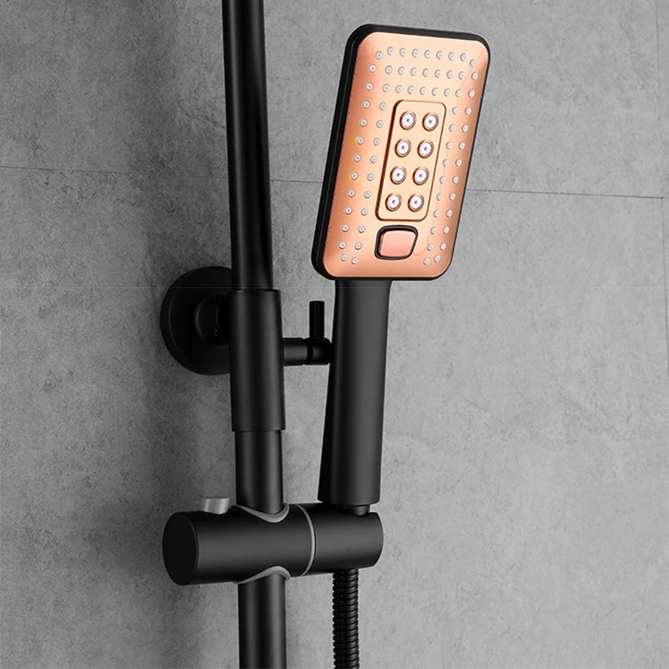 Juego de mezclador de ducha de lluvia fría y caliente de tres funciones para baño