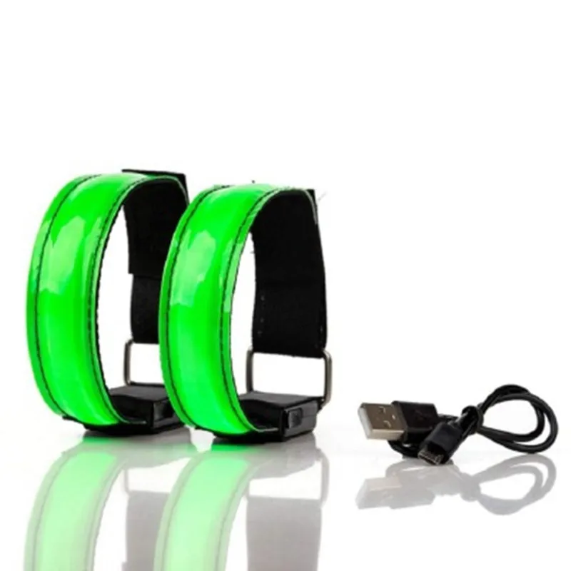 USB Rechargeable LED Power Bracelet Nylon Luminous Arm Wrist Band with Flashing LED Light