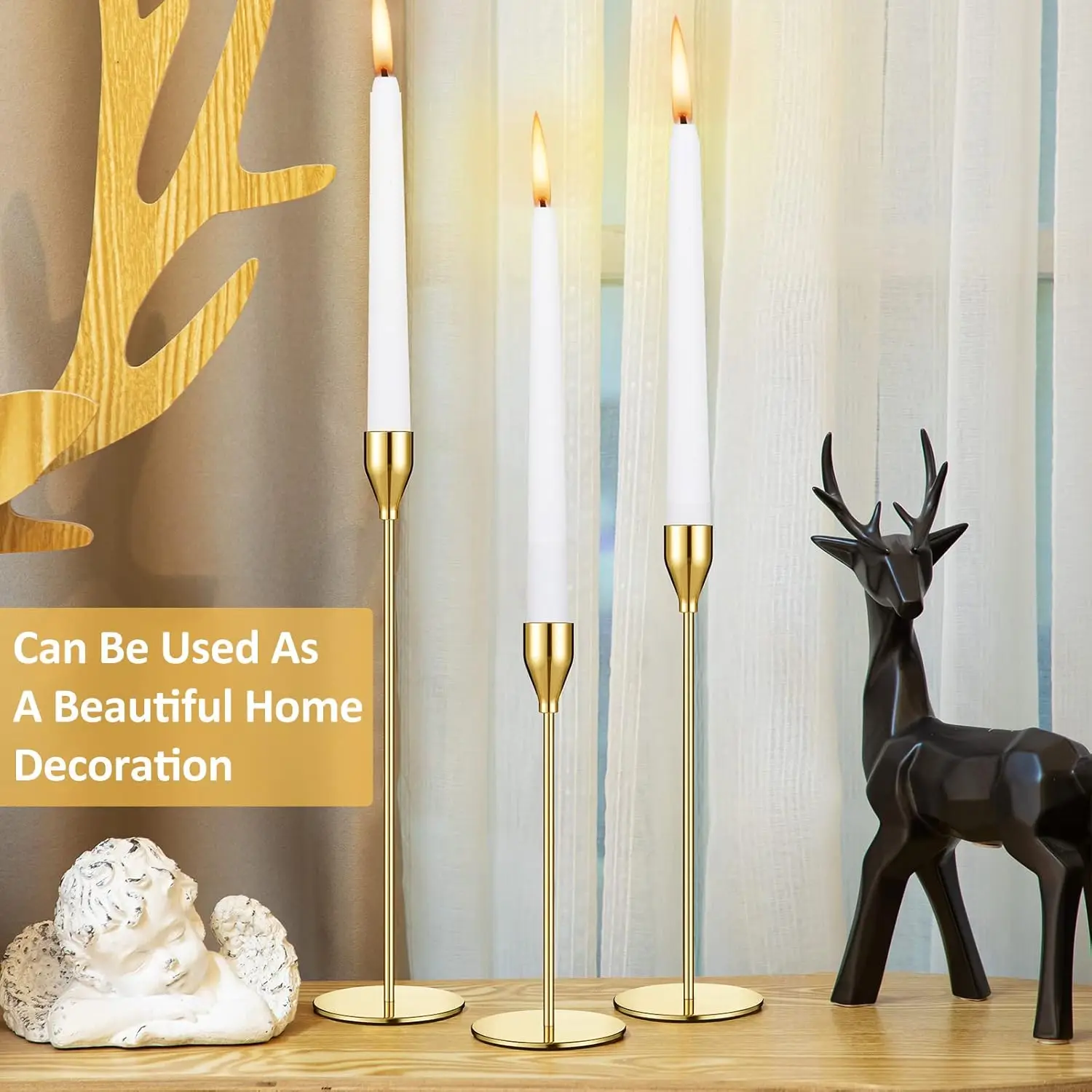 Set of 18 High Quality Modern Gold Indoor Tall Thin Metal Taper Candle Holders for Wedding Table Centerpiece Decorative - Image 4