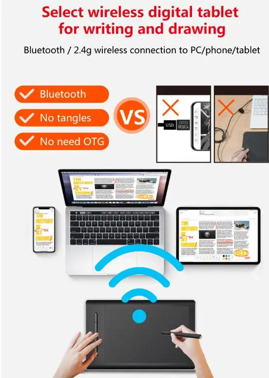 VSON WP9622 Drawing Graphic Tablet VSON WP9622 with Wireless Connection